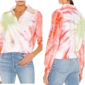 RE/DONE x Hanes 70s Tie-dyed Cotton-Jersey Quarter Zip Sweatshirt
